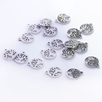 Zawieszka ze stali chirurgicznej drzewo życia w kolorze srebrnym 8mm