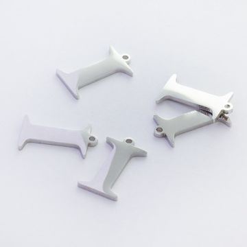 Zawieszka ze stali szlachetnej literka I w kolorze srebrnym 14,1mm