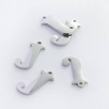 Zawieszka ze stali szlachetnej literka J w kolorze srebrnym 16mm