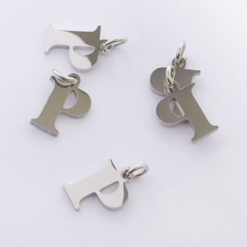 Zawieszka ze stali chirurgicznej literka P w kolorze srebrnym 10mm