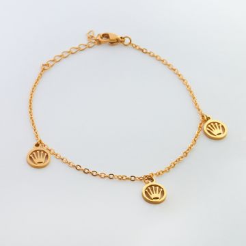 Bransoletka ze stali chirurgicznej korona w kółku w kolorze złotym 19cm Bransoletka ze stali chirurgicznej korona w kółku w kolorze złotym 19cm