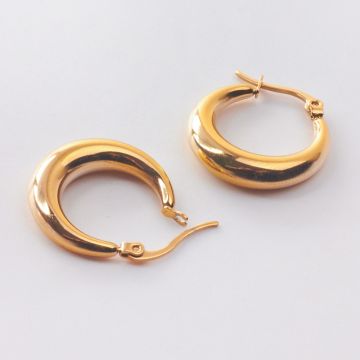 Duże kolczyki koła zwężane dmuchane ze stali chirurgicznej w kolorze złotym 22mm