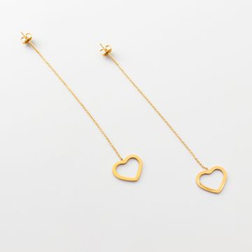 Kolczyki wiszące ze stali chirurgicznej serca w kolorze złotym 13,5cm