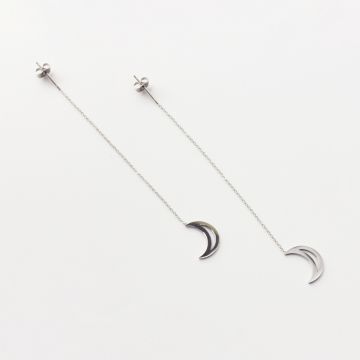 Kolczyki wiszące ze stali chirurgicznej księżyce w kolorze srebrnym 15cm