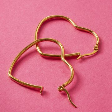 Kolczyki serca ze stali chirurgicznej w kolorze złotym 42x36mm