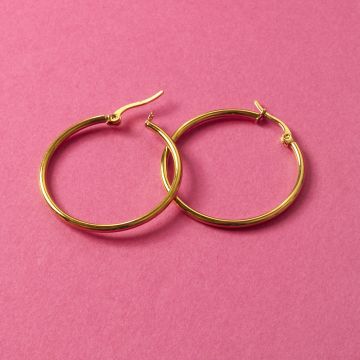 Kolczyki koła ze stali chirurgicznej w kolorze złotym 35mm Kolczyki koła ze stali chirurgicznej w kolorze złotym 35mm