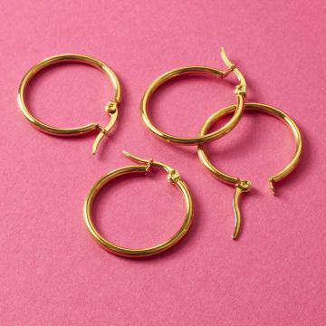 Kolczyki koła ze stali chirurgicznej w kolorze złotym 23,5mm