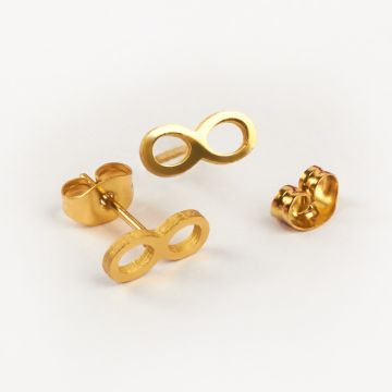Kolczyki ze stali chirurgicznej nieskończoność w kolorze złotym 10x4,5mm Kolczyki ze stali chirurgicznej nieskończoność w kolorze złotym 10x4,5mm