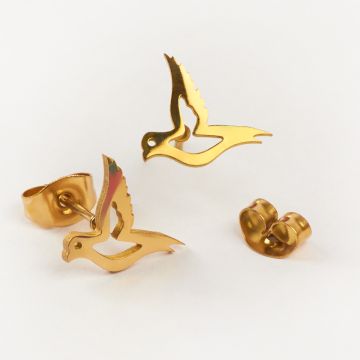 Kolczyki ze stali chirurgicznej gołąbek w kolorze złotym 9x12mm Kolczyki ze stali chirurgicznej gołąbek w kolorze złotym 9x12mm