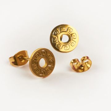 Kolczyki ze stali chirurgicznej kółko ażurowe w kolorze złotym 9mm