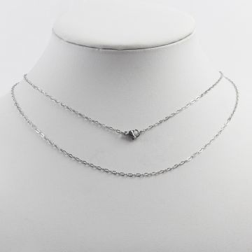 Łańcuszek ze stali chirurgicznej mini owal z zapięciem w kolorze srebrnym 46cm