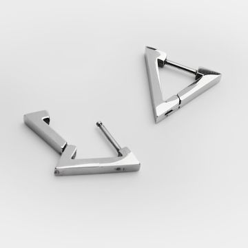 Kolczyki kajdanki ze stali chirurgicznej trójkąty w kolorze srebrnym 13mm