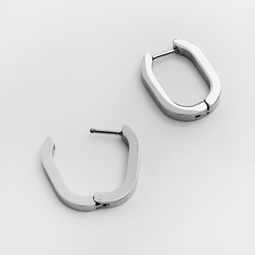 Kolczyki kajdanki ze stali chirurgicznej owale w kolorze srebrnym 18x14mm