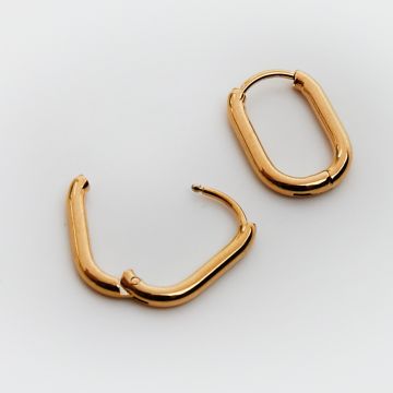 Kolczyki kajdanki ze stali chirurgicznej owale okrągłe w kolorze złotym 15,5x10,5mm