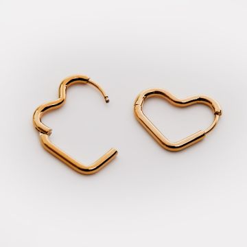 Kolczyki kajdanki ze stali chirurgicznej serca okrągłe 1w kolorze złotym 0x17,5mm