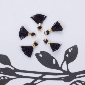 Mini chwosty w złotym okuciu czarny 11mm