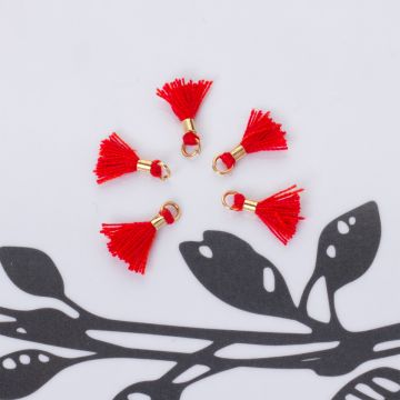 Mini chwosty w złotym okuciu czerwony 11mm