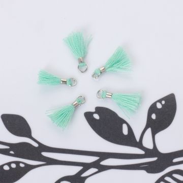 Mini chwosty w srebrnym okuciu turkusowy 10mm