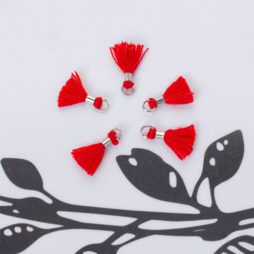 Mini chwosty w srebrnym okuciu czerwony 10mm