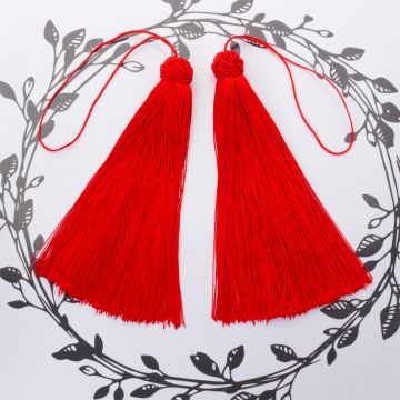 Chwosty z czapeczką ozdobną czerwony 15cm