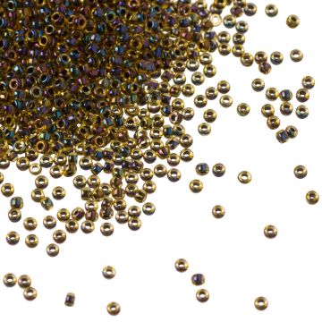 Koraliki TOHO Round 15/0 Inside-Color Rainbow Jonquil/Jet Lined