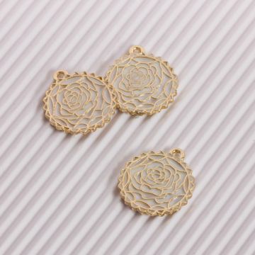 Zawieszka emaliowana róża biały 20mm