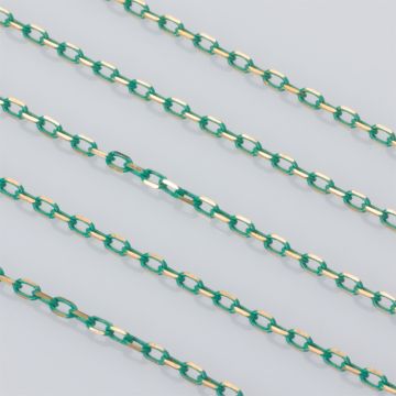 Łańcuszek ankier platerowany 3x2mm zielony