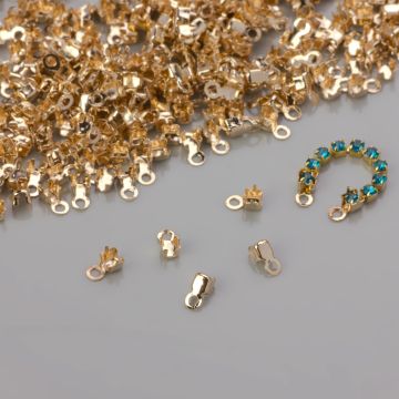 Końcówki do taśm z kryształkami 2,5mm real gold color