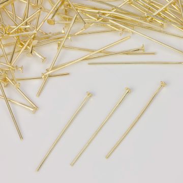 Szpilki z płaską główką w kolorze złotym 30x0,8mm
