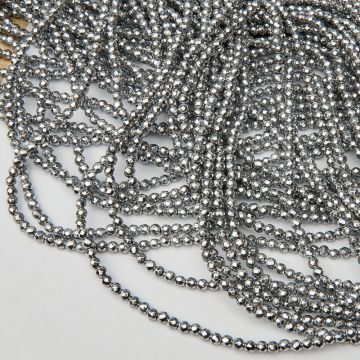 Hematyt platerowany kulka fasetowana silver 4mm