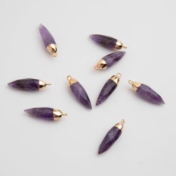 Ametyst grot fasetowany w okuciu zawieszka 27mm