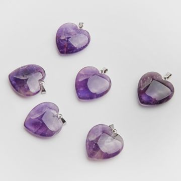 Ametyst zawieszka serce 30mm
