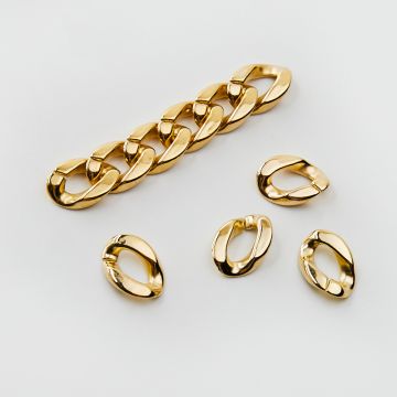 Ogniwo łańcucha akrylowe złote 18x13mm