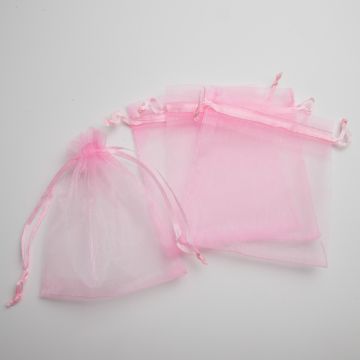 Woreczki z organzy do biżuterii 10x12cm różowy
