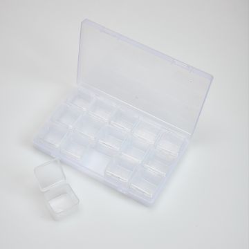 Pudełko do koralików 15 zamykanych przegródek 17,3x10,5 nowość