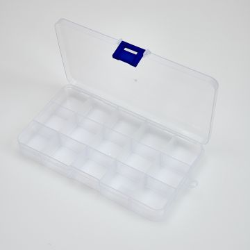 Pudełko plastikowe 15 przegródek 17x9,2cm