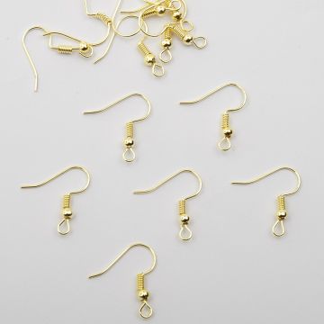 Bigle otwarte ze sprężynką i kulką real gold color 20mm