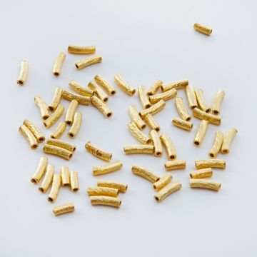 Srebrna rurka satynowa wygięta AG925 pozłacana 2x5mm