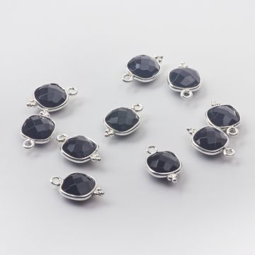 Zawieszka onyks kwadrat fasetowany w okuciu AG925 8mm