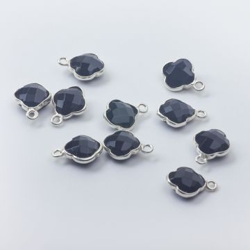 Zawieszka onyks koniczyna marokańska fasetowana w okuciu AG925 8,5mm