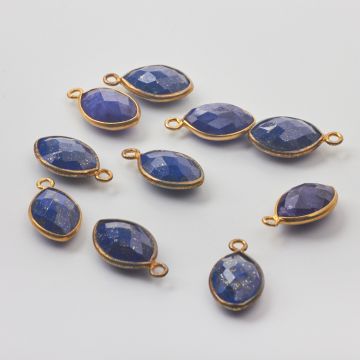 Zawieszka wrzeciono lapis lazuli w okuciu AG925 pozłacane 12x8mm