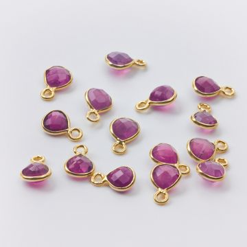 Zawieszka ametyst łezka fasetowana w okuciu AG925 pozłacana 6mm