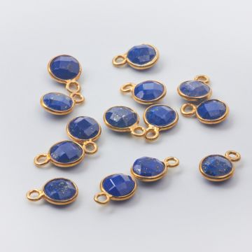 Zawieszka lapis lazuli krążek fasetowany w okuciu AG925 pozłacany 6mm Zawieszka lapis lazuli krążek fasetowany w okuciu AG925 pozłacany 6mm