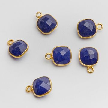 Srebrna zawieszka kwadrat szafir w okuciu AG925 pozłacana 8mm