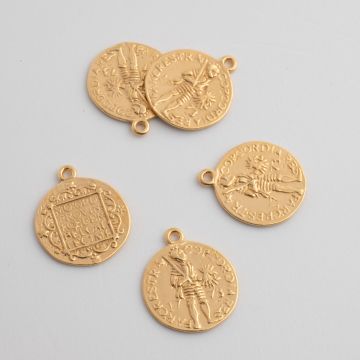 Srebrna moneta zawieszka wojownik pozłacany 15mm