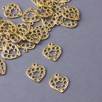 Srebrna zawieszka serce wycinane AG925 pozłacana 14x13mm