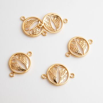 Srebrny łącznik do bransoletek skrzydła anioła AG925 pozłacany 17x12mm