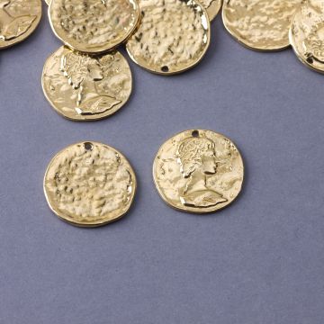 Srebrna moneta zawieszka duża antyczna AG925 pozłacana 18mm