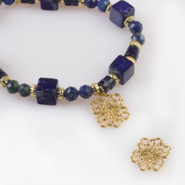 Srebrna zawieszka  kwiatek wycinany z kółeczkiem AG925 pozłacana 13mm