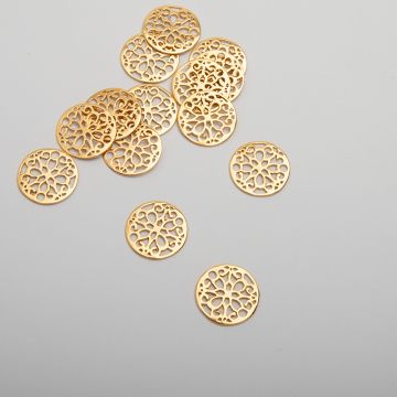 Srebrna zawieszka do bransoletek kółko ażurowe AG925 pozłacana 15.5mm